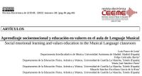 Encabezado del artículo Aprendizaje socioemocional y educación en valores en el aula de Lenguaje Musical Encabezado del artículo Aprendizaje socioemocional y educación en valores en el aula de Lenguaje Musical